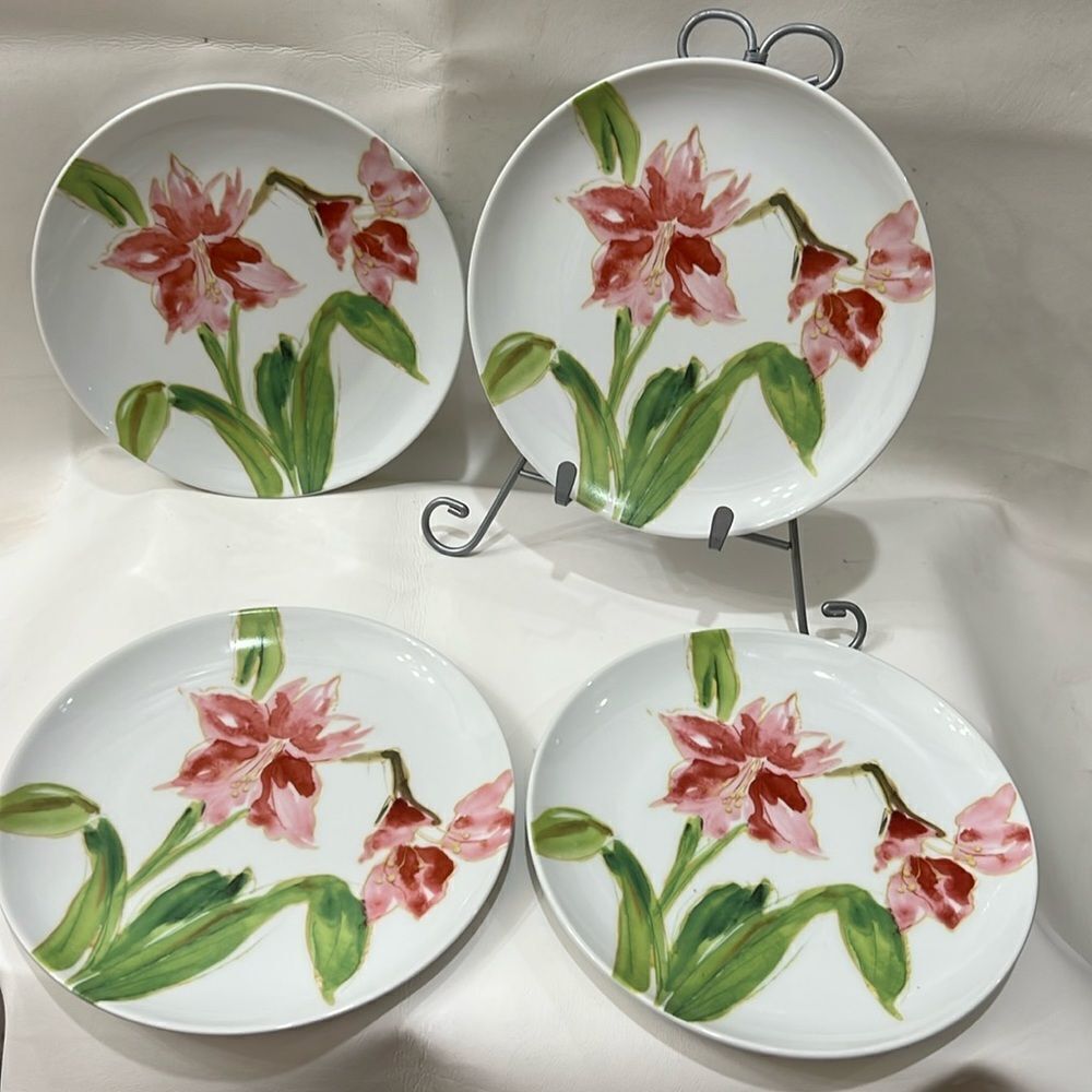 Paula Deen Amaryllis 4 piece plate set salad dessert appetizer spring summer